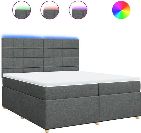 vidaXL Boxspring met matras stof donkergrijs 200x200 cm