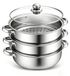 Casserole vapeur en acier inoxydable 28 cm avec couvercle en verre