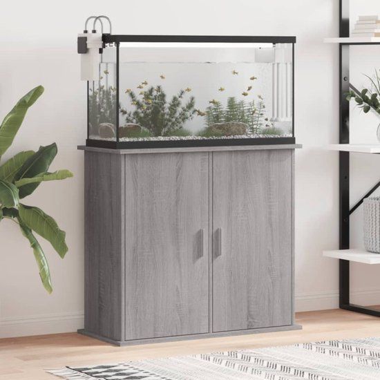 vidaXL Aquariumstandaard - 81x36x73 cm - Hout - Grijs Sonoma Eiken