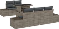 vidaXL Banc de jardin 6 pièces gris poly rotin acier thermolaqué