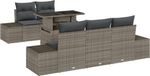 vidaXL Tuinbank Set 6-delig Grijs Polyrattan Gepoedercoat Staal