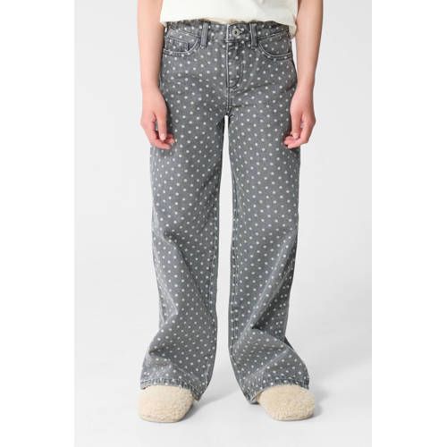 Shoeby wide leg jeans met stippen - grijs