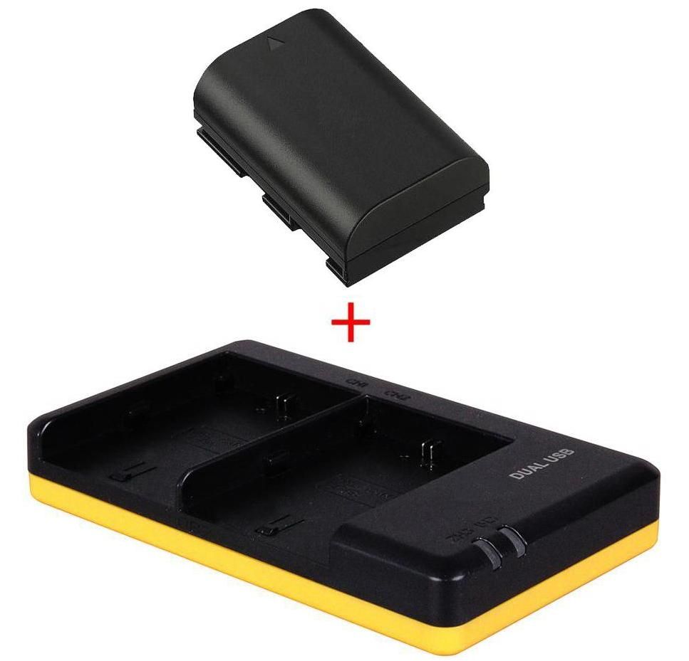 Camera accu LPE6 + dubbellader voor 2 accu's - (compatible)