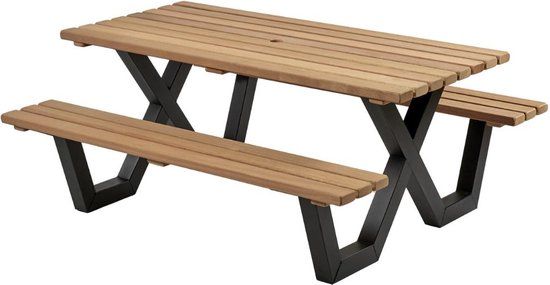 Talen Buitenmeubelen Talen picknicktafel - Hardhout - Metalen frame - 200x160 cm