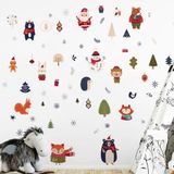 Ambiance Sticker Kerstbosdierenstickers voor kerstavond - Zelfklevende kerststickers - Feestelijke decoraties - 70x80cm