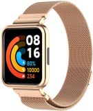 By Qubix Qubix Milanese Bandje met Case - Champagne Goud - Geschikt voor Xiaomi Redmi Watch 2 (Lite)
