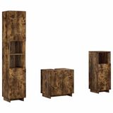 vidaXL Badkamerkast set 3 st Gerookt eiken Bewerkt hout