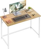 Vasagle Computerbureau, Bureau, 100 x 50 x 76 cm, Natuurlijk Eiken en Parelwit