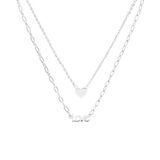 Lucardi Dames Stalen ketting met een hartje en love - Ketting - Staal - Zilverkleurig - 47 cm