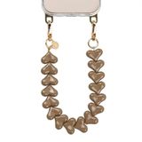 Selencia Universeel Hartjes Polskoord - Telefoon Ketting - GSM Koord - Mocha Brown