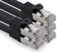 Freiwerk 0,25 m - zwart - 5 stuks CAT.7 netwerkkabel LAN Ethernet patchkabel S-FTP LSZH PIMF 10 GB s RJ45 connector Cat6a