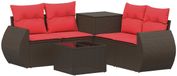 vidaXL Canapé 6 pièces Marron et Rouge 55 x 55 x 37 cm