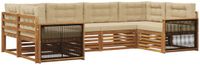 vidaXL - Hoek loungeset - 6 zitplaatsen - Natuurlijk en Beige - Massief Acacia Hout