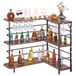 VEVOR L-vormige thuisbar met opbergruimte, 3-laags bartafel met wijnglazenhouder, draagvermogen 99,8 kg, hoekbartafel van bewerkt hout voor thuis, keuken, woonkamer, kelder, bartafel 1200 x 900 x 1095 mm