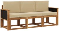 vidaXL Bankenset 3-delig Naturel Massief Acaciahout en Polyester