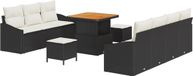 vidaXL Tuinbank - Set - 10 stuks - Zwart - Polyrattan