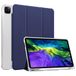 HUEZOE Hoes compatibel met iPad Pro 11 inch, model 2021/2020/2018, zachte TPU transparante achterkant klapstandaard beschermhoes met penhouder, auto slapen/waken, blauw