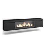Skraut Home | TV-Meubel, Lowboard | Woonkamer, Eetkamer | 210 | Voor tv's tot 80" | Elektrische haard XXL | Hangend | Moderne stijl | Zwart