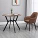 Table Ronde Salon Pied X En Bois Et Acier, Ø90x76 Cm, Noir Et Brun, Meuble Compact Moderne