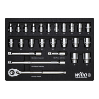 Wiha Wiha ratelsleutelset 1/2" 26-dlg. incl. schuimrubberen inzet (44740) Aantal:1