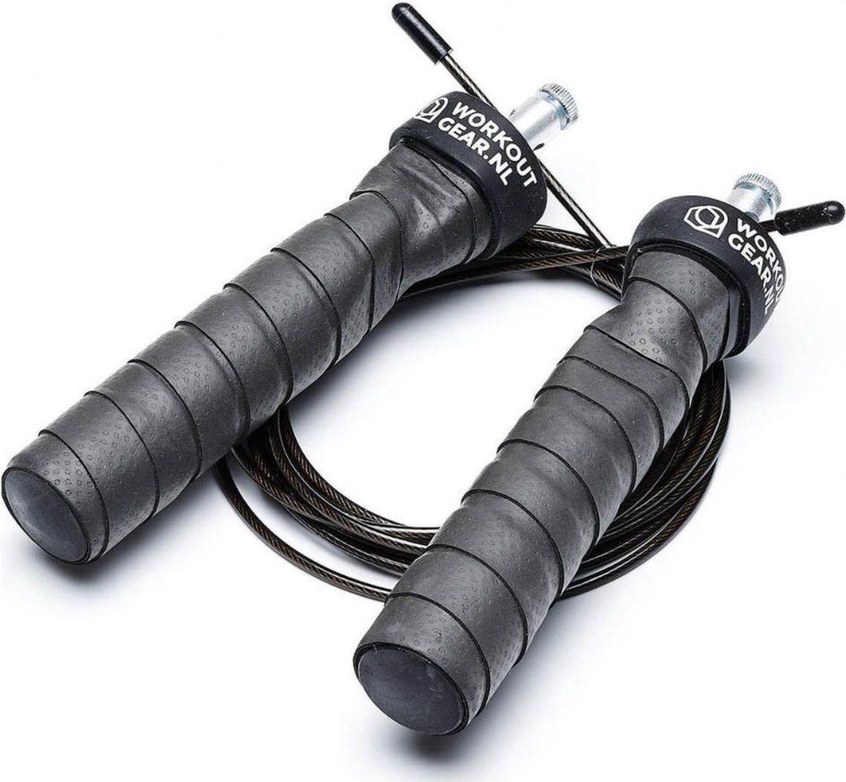 Workout Gear ® Premium Sport Springtouw - Kogellagers - Rubber Handvat - Zwart