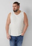 s.Oliver - Heren Tanktop met Vlamgarenstructuur en Logoprint - Katoen - Crème - 4XL