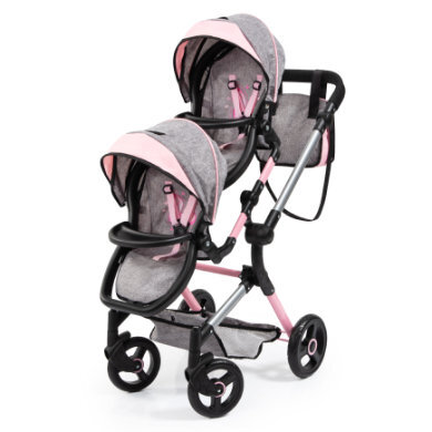 Bayer Design Twin Neo poppenwagen grijs/roze, met vlinder