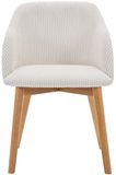 Vente-unique Set van 2 stoelen met armleuningen van ribfluweel en heveahout - Crèmewit - JELISA