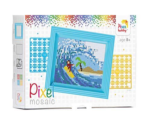 Pracht Creatives Hobby Pixel P31257 Mozaïek geschenkverpakking zee, pixelafbeelding met frame, kinderlijk eenvoudig insteeksysteem, zonder strijken en lijmen, steentjes van biokunststof