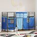 Maison Exclusive - Lit superposé pour enfants avec rideaux, noir et bleu