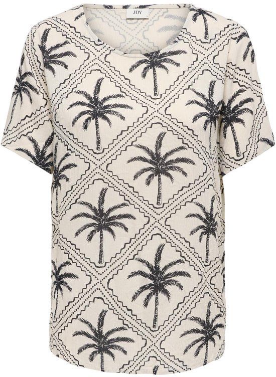 JDYGABY LIFE S/S V-NECK TOP WVN Sandshell