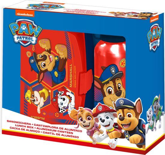 PAW Patrol Lunchset met Broodtrommel en Drinkfles - Rood / Blauw - Kunststof