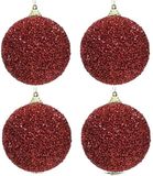 Decoris Kaemingk B.V. 6x Kerst rode glitter/kralen kerstballen 8 cm kunststof