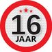 Bellatio Decorations 16 jaar leeftijd sticker - rond - Dia 9 cm