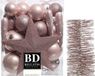 Decoris Kerstversiering 35x stuks - 5-6-8 cm kerstballen - ster piek - folieslingers lichtroze - kunststof