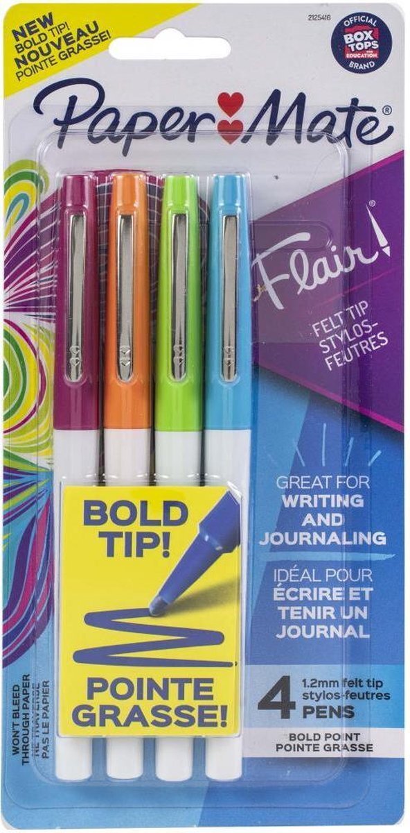 Paper Mate Paper Mate - Bold Flair viltstift - 4 kleuren - 1,2mm