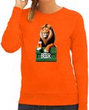 Bellatio Decorations Koningsdag verkleed sweater - leeuw met bier - oranje - dames XXL