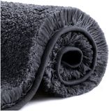 VANZAVANZU Badmat Antislip Badmat Verdikt Badmat Zacht Badmat Pluizige Microvezel Badmat, Superabsorberend, Machinewasbaar, Sneldrogend - 60 x 90 cm (Zwart)