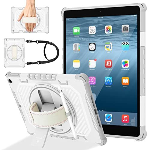 HIYAA Hoesje voor iPad 9e generatie/8e generatie/7e generatie, iPad-hoesje 10,2 inch met potloodhouder, Auto Sleep/Wake, PU lederen zakelijke iPad-hoes, schokbestendige iPad 2021/2020/2019 10,2-hoes, blauw