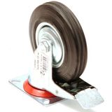 Tarsus Zwenkwiel met rem - 75 mm - Stalen velg - Massieve rubberband - 40 kg draagvermogen