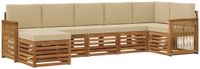 vidaXL Hoek loungeset 7 zitplaatsen Natuurlijk en beige Massief acaciahout Polyester