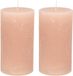 Bougie conique/bougie cylindrique - 2x - taupe - 7 x 13 cm - modèle rustique