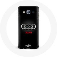 Audi Hoesje voor Samsung Galaxy J7 Audi Logo Metaal zwarte achtergrond Maniacase