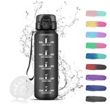 Drinkfles voor kinderen, 500 ml, motiverende drinkfles met tijdweergave, lekvrij, gegradueerde drinkfles voor volwassenen, sportschool, werk, school, kantoor, wandelen, fietsen, yoga
