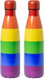 Merkloos / Sans marque Makito Western Europe RVS waterfles/drinkfles/bidon/sportfles - 2x - regenboog kleuren - schroefdop - 790 ml