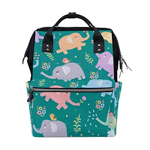 MONTOJ olifanten met vogels patroon canvas rugzak Travel Campus rugzak