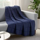 SERTA Zen Rest Rimpelbestendig volwassen zwaar gewogen deken gevuld met glaskralen, 148 inch x 72 inch), marine