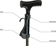 VIX Jive wandelstok klem - multifunctionele stokhouder - zwart