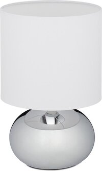 Relaxdays tafellamp touch - nachtlamp - modern - dimbaar - E14 - schemerlamp - touch lamp zilver