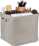 Merkloos Relaxdays Opbergmand, Stof, Opvouwbaar, 33x33x33 cm, Speelgoedmand met Handvatten, Grijs